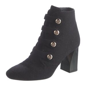 Tory Burch Black Ankle Boots with Gold Buttons